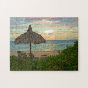 Miami Beach Sunset.Christmas Greetings Jigsaw Puzzle