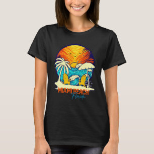 Miami Beach Sunset Florida Vacation Couples Family T-Shirt