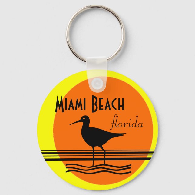 Miami Beach Sunset Souvenir Key Ring (Front)