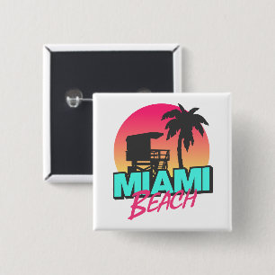 Miami Beach Travel Vintage  15 Cm Square Badge