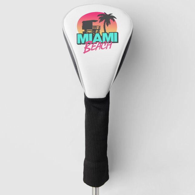 Miami Beach Travel Vintage  Golf Head Cover (Front)