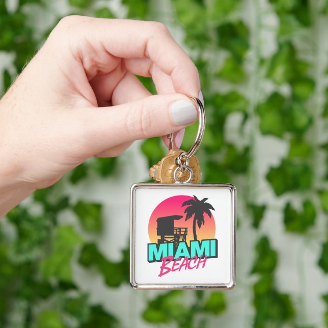 Miami Beach Travel Vintage  Key Ring (Hand)