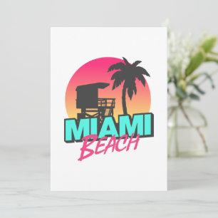 Miami Beach Travel Vintage Photo  Invitation