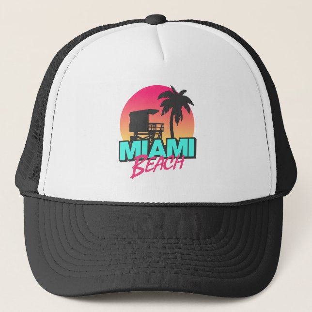 Miami Beach Travel Vintage   Trucker Hat (Front)