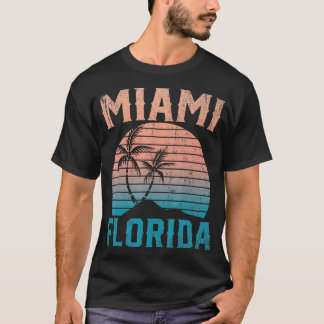 Miami Beach Tropical Summer Vacation Retro Miami F T-Shirt