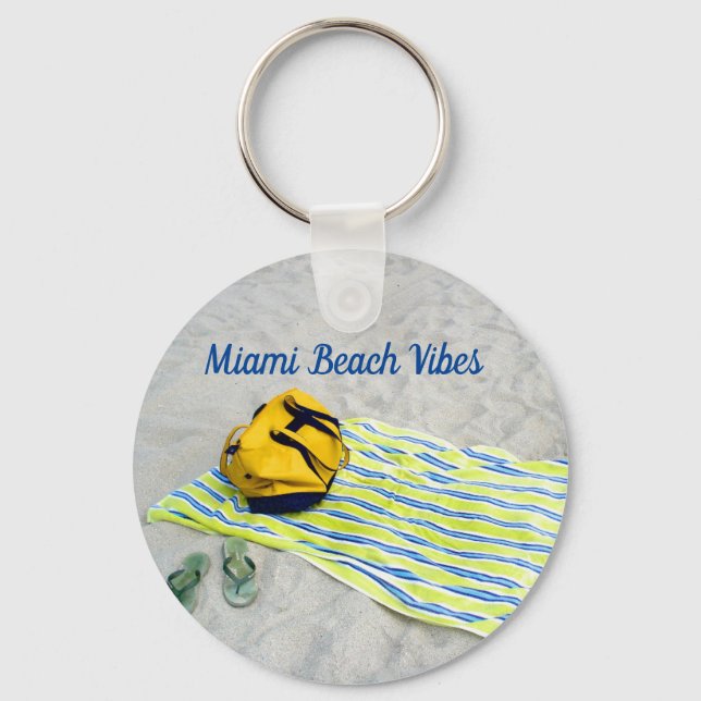 Miami Beach Vibes Key Ring (Front)