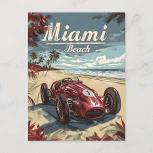 Miami Beach Vintage racing car Postcard