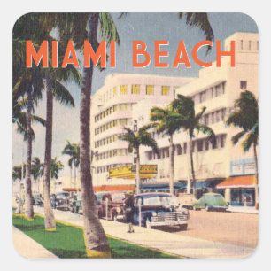 Miami Beach vintage street scene Square Sticker
