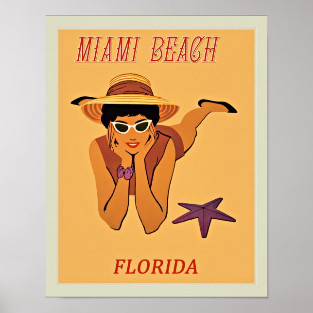 Miami Beach vintage travel poster (Front)