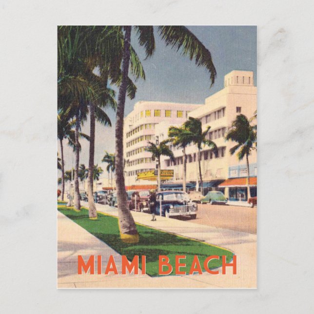 Miami Beach vintage travel style Postcard (Front)