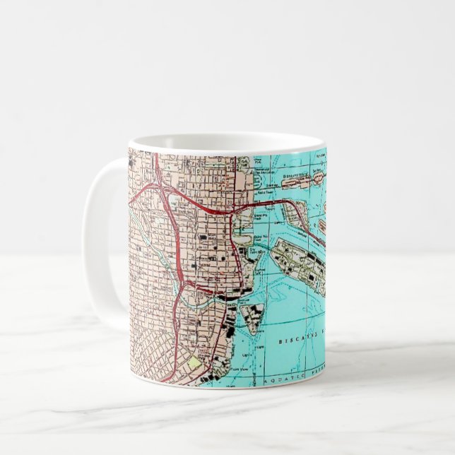 Miami Biscayne Bay Map Mug (Front Left)