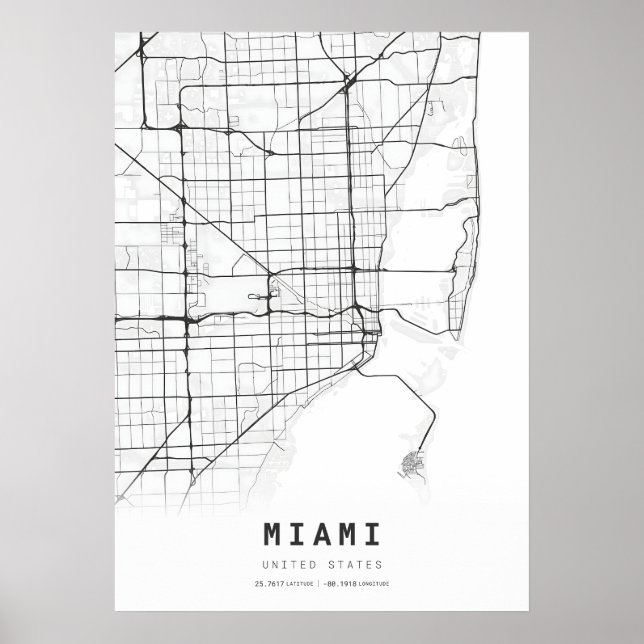 Miami Cartography City Map Poster (Front)