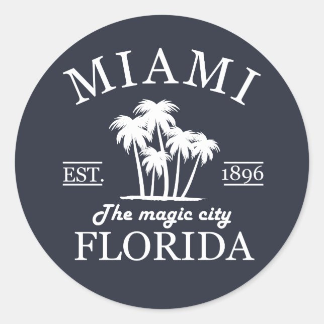 Miami City beach of Florida Classic Round Sticker (Front)