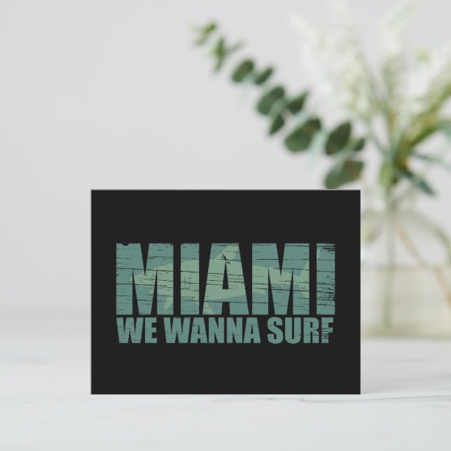 Miami city Florida blue Holiday Postcard (Standing Front)