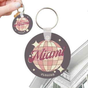 Miami City Florida holiday travel souvenir purple  Key Ring