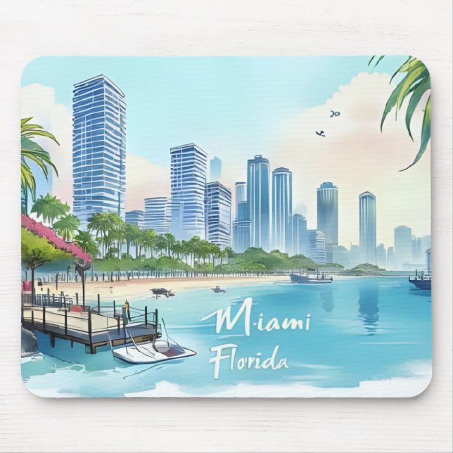 Miami City Florida skyline Mouse Mat (Front)