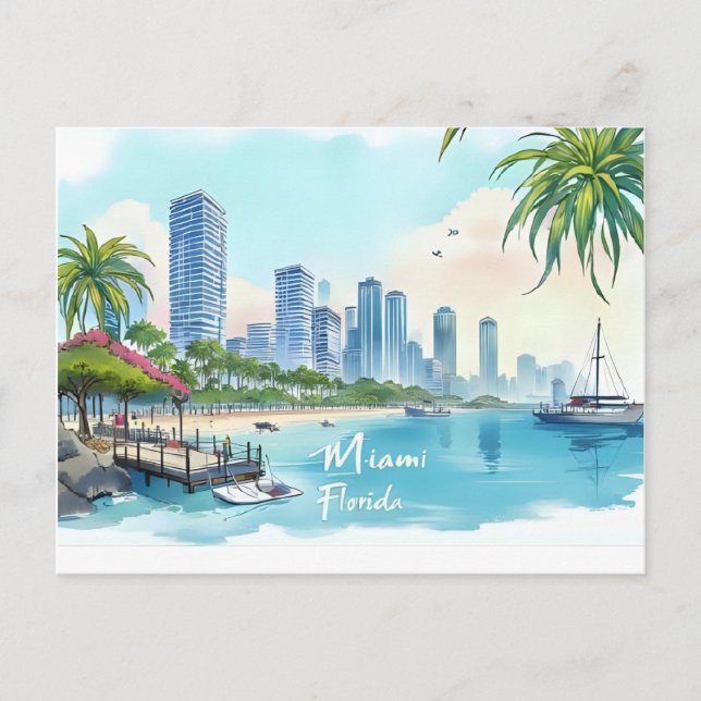 Miami City Florida skyline Postcard (Front)