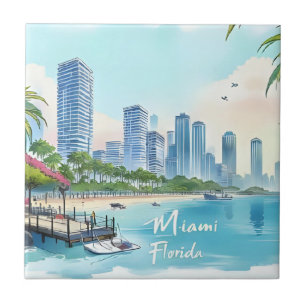 Miami City Florida skyline Tile