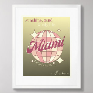 Miami City Florida USA gold modern decor Poster