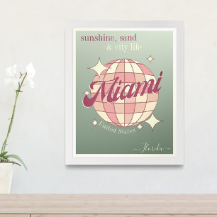 Miami City Florida USA teal modern decor Poster