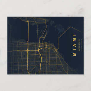 Miami City Map Minimal Postcard