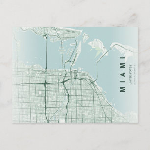 Miami City Map Minimal Postcard