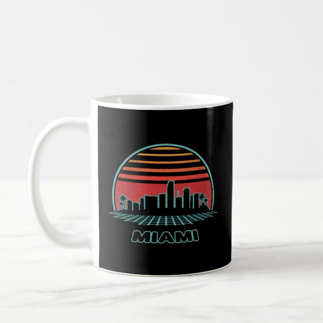Miami City Skyline 80S Style Coffee Mug (Left)