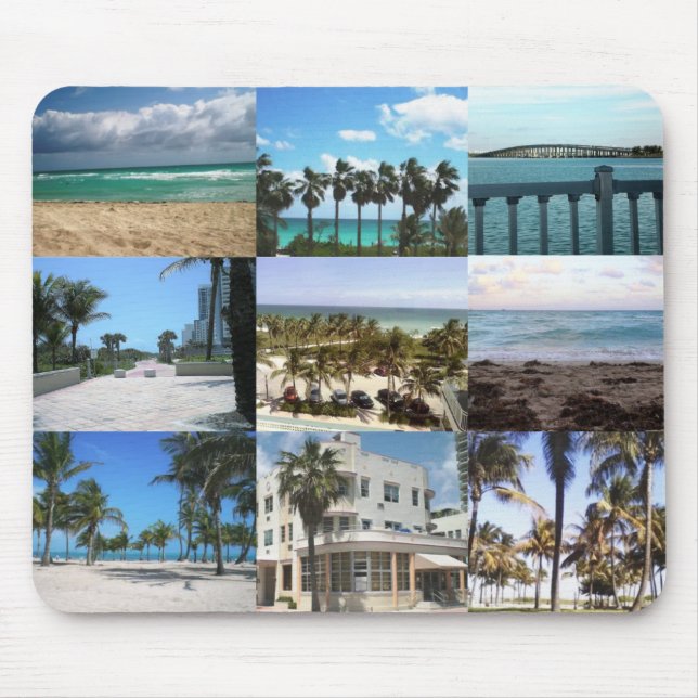 Miami Collage - 50 Shades of Blue Mouse Mat (Front)