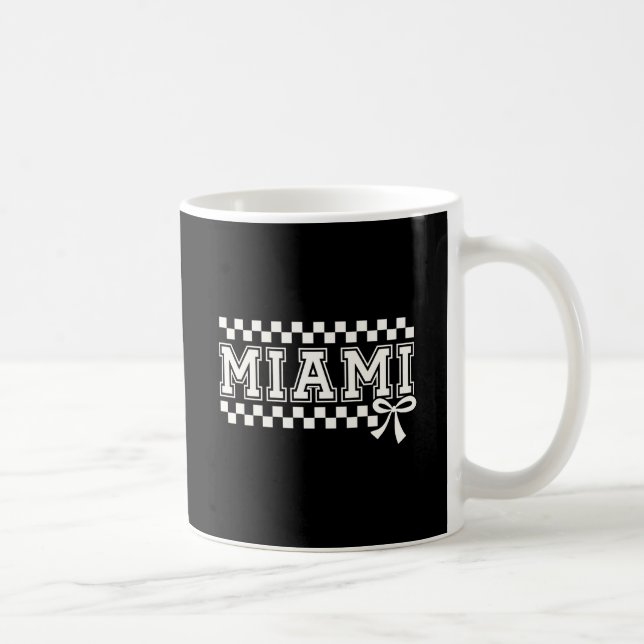 Miami Collegiate Checkerboard Coquette Bow Mug (Right)