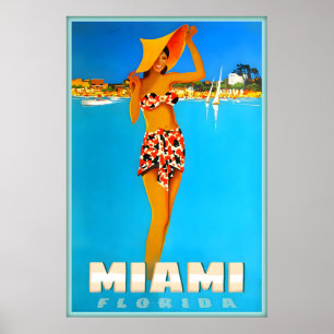 Miami Dade County Florida Travel Poster Atlantic