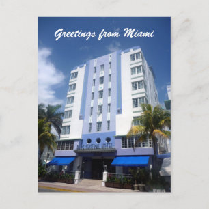 miami deco hotel postcard
