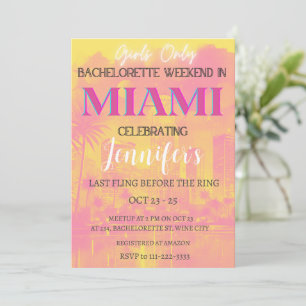 Miami Destination Bachelorette Weekend Party  Invitation