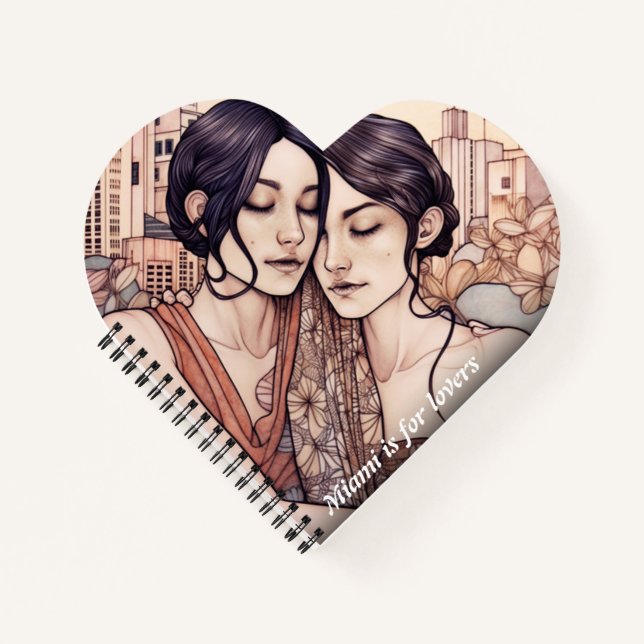 Miami Downtown Women Cuddling Lesbians Drawing Notebook (Front)