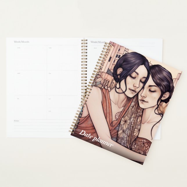 Miami Downtown Women Cuddling Lesbians Drawing Planner (Display)