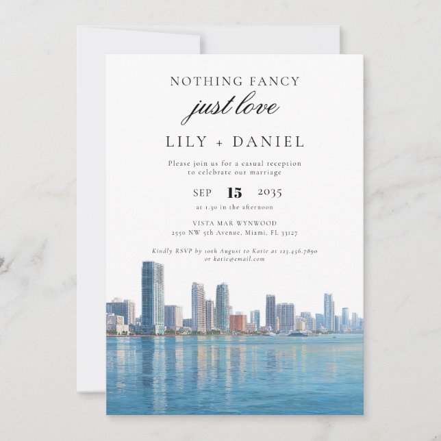 Miami Elopement Wedding Reception Invitation (Front)