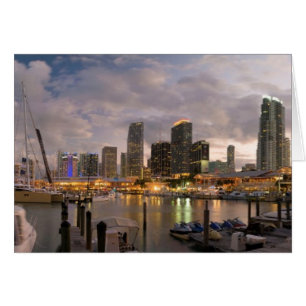 Miami financial skyline at dusk