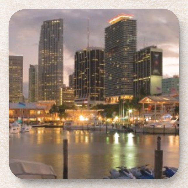 Miami financial skyline at dusk coaster (Front)