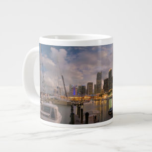Miami financial skyline at dusk large coffee mug