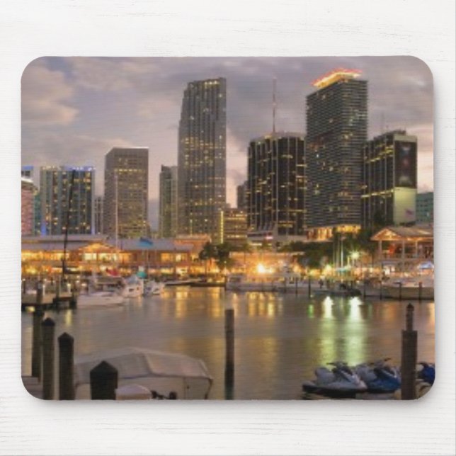 Miami financial skyline at dusk mouse mat (Front)
