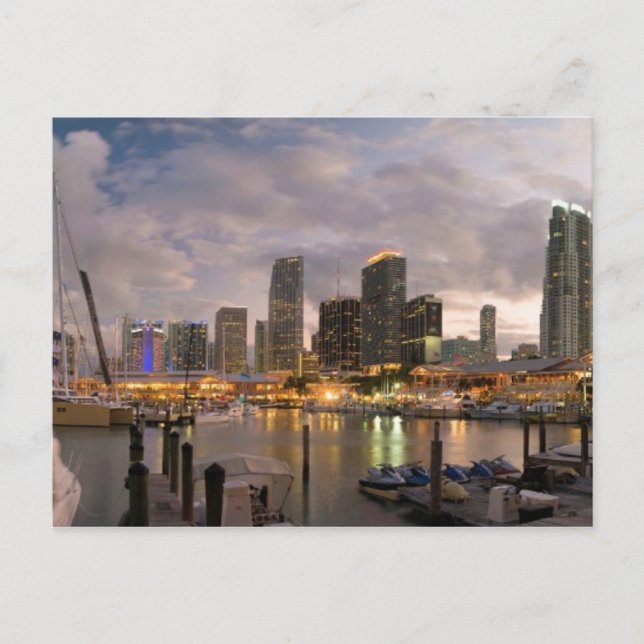 Miami financial skyline at dusk postcard (Front)