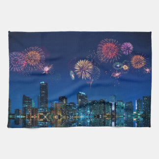 Miami Fireworks Tea Towel