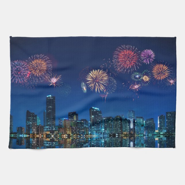 Miami Fireworks Tea Towel (Horizontal)