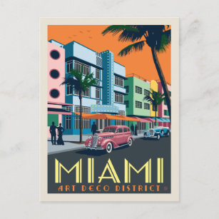 Miami, FL   Art Deco District Postcard