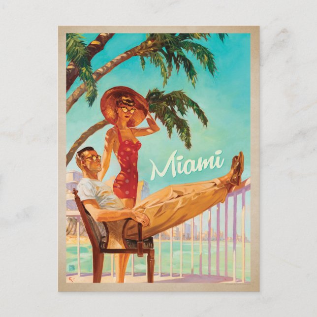 Miami, FL -Couple Postcard (Front)