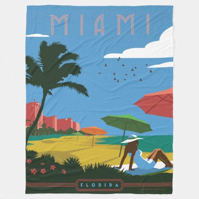 Miami, FL Fleece Blanket (Front)