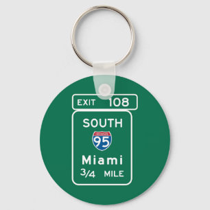 Miami, FL Road Sign Key Ring