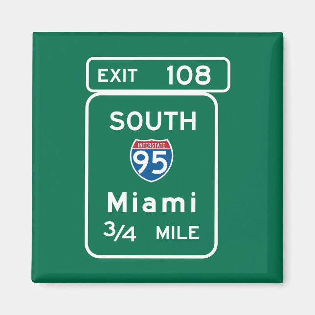 Miami, FL Road Sign Magnet (Front)