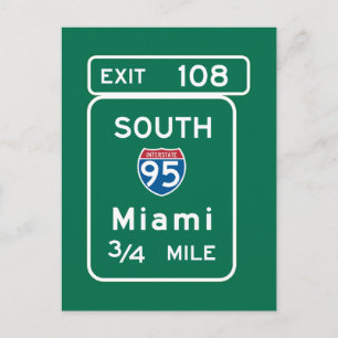 Miami, FL Road Sign Postcard