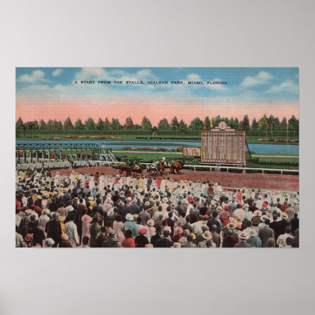 Miami, FL - View of Hialeah Park with Horse Poster (Front)