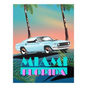 Miami Florida 1980s travel poster